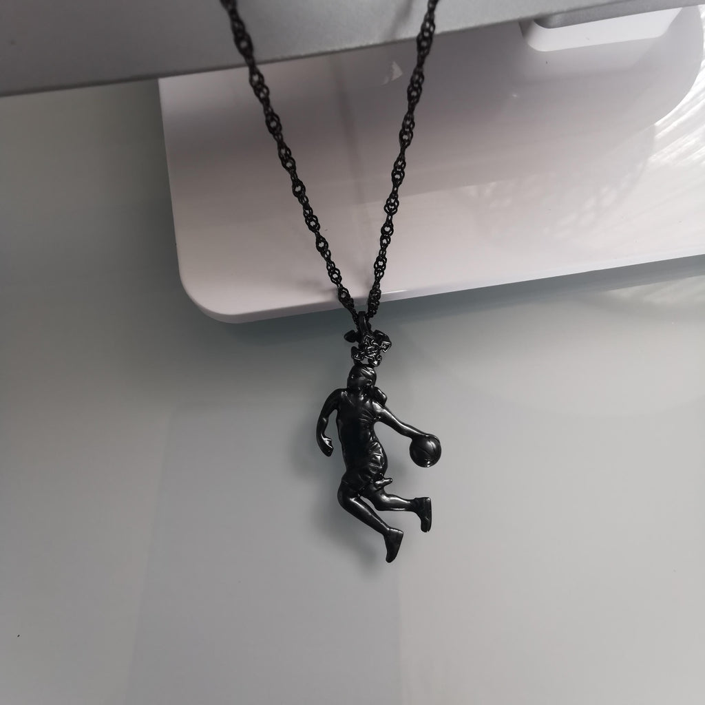 Баскетбол – Женски спортен медальон от сребро 925 с оксидирано черно покритие – Ръчно изработено бижу талисман за баскетболистки и фенки на спорта – Идеален подарък за спортист, треньор или почитател – SSJ