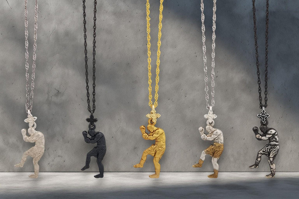 Боксьор – Мъжки спортен медальон за бойци, боксьори и MMA атлети от сребро 925 – Ръчно изработено бижу талисман за бойни изкуства – SSJ