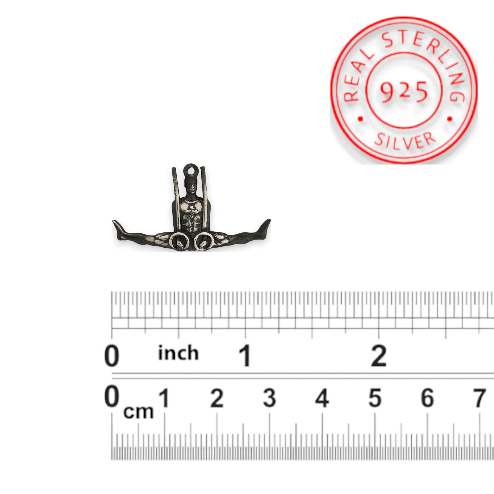 Сребърен мъжки медальон 925 гимнастика | Гимнастик на халки – винтидж