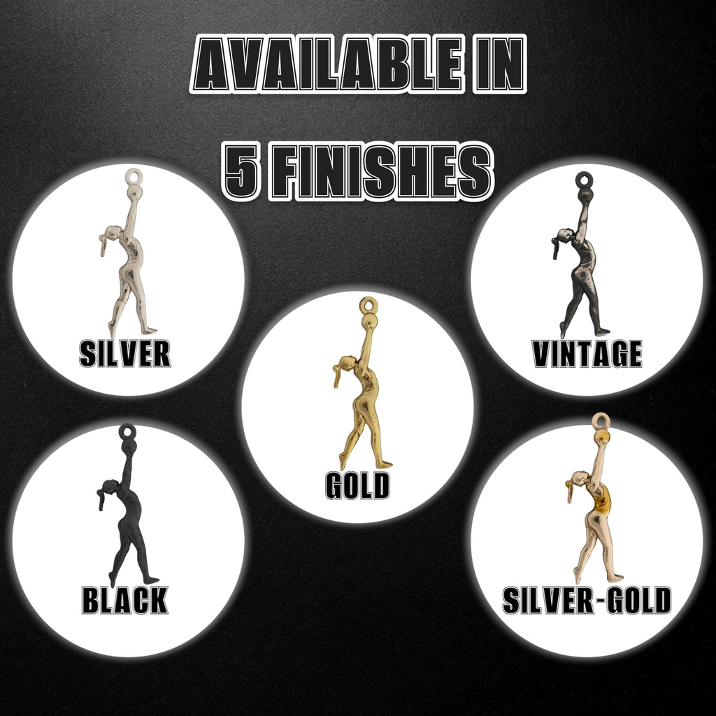 Художествена гимнастика (съчетание с топка) – Дамски спортен медальон от сребро 925 с оксидирано покритие – Ръчно изработено спортно бижу – Идеален подарък за жена, фенка на художествената гимнастика – SSJ