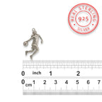 Баскетбол – Женски спортен медальон от сребро 925 с класическо полирано покритие – Ръчно изработено бижу талисман за баскетболистки и фенки на спорта – Идеален подарък за спортист, треньор или почитател – SSJ