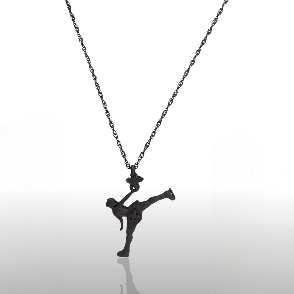 Фигурно пързаляне (спирала) – Дамски спортен медальон от сребро 925 с оксидирано покритие – Ръчно изработено спортно бижу – Идеален подарък за жена, фенка на фигурното пързаляне – SSJ