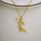 Волейболистка – Женски спортен медальон с позлатено покритие – Сребро 925 – Ръчно изработено бижу/талисман – Подарък за спортистки – SSJ