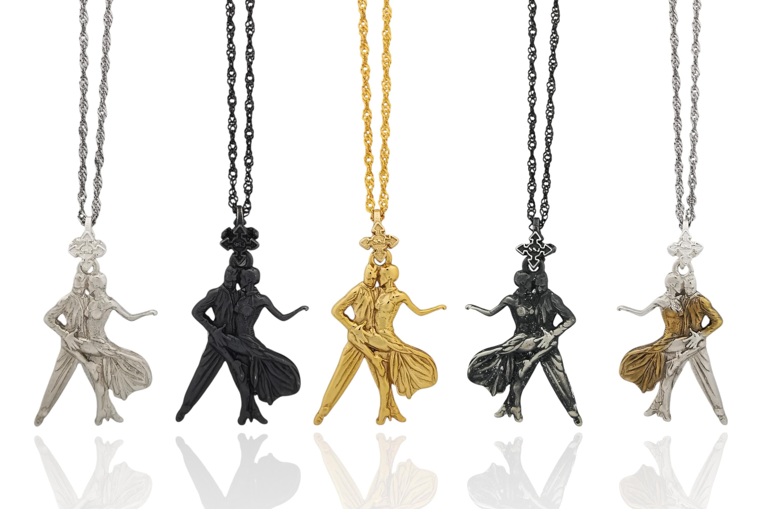 Спортни танци – Унисекс медальон с частично позлатено покритие – Сребро 925 – Ръчно изработено спортно бижу – Идеален подарък – SSJ