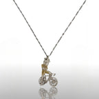 Колоездач – Велосипедист – Мъжко спортно бижу от сребро 925 с частично позлатено покритие – Ръчно изработен медальон/талисман – Идеален подарък – SSJ