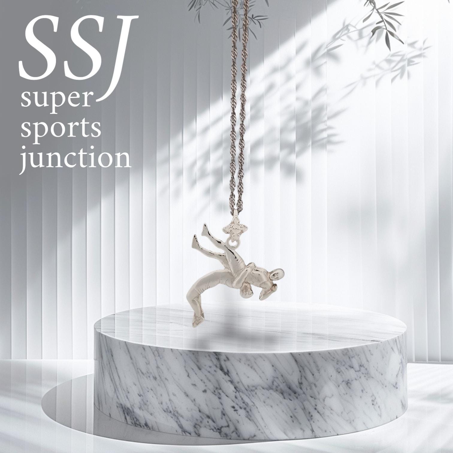 Борба – Мъжки спортен медальон за борба от сребро 925 – Ръчно изработено бижу талисман за спортисти, треньори и фенове на бойните изкуства – SSJ