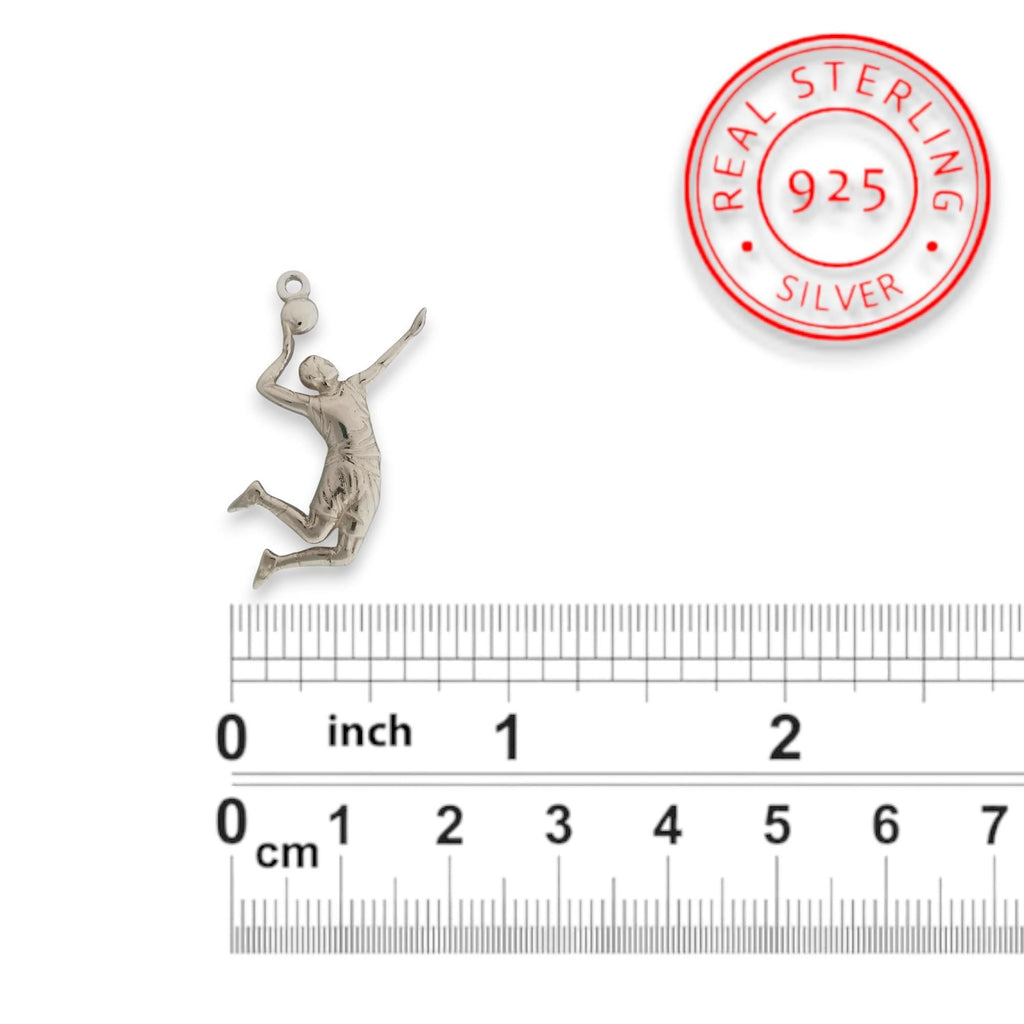 Волейболист – Мъжки спортен медальон от класическо сребро 925 – Ръчно изработено бижу/талисман – Идеален подарък – SSJ