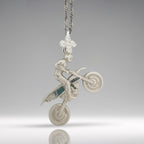 Мотокрос – Мъжки спортен медальон от сребро 925 в класическо сребро – Ръчно изработено спортно бижу – Идеален подарък за мъж, фен на мотокроса – SSJ