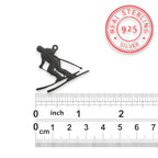 Скиор – Унисекс спортен медальон от сребро 925 с оксидирано покритие – Ръчно изработено спортно бижу – Идеален подарък за фен на зимните спортове – SSJ