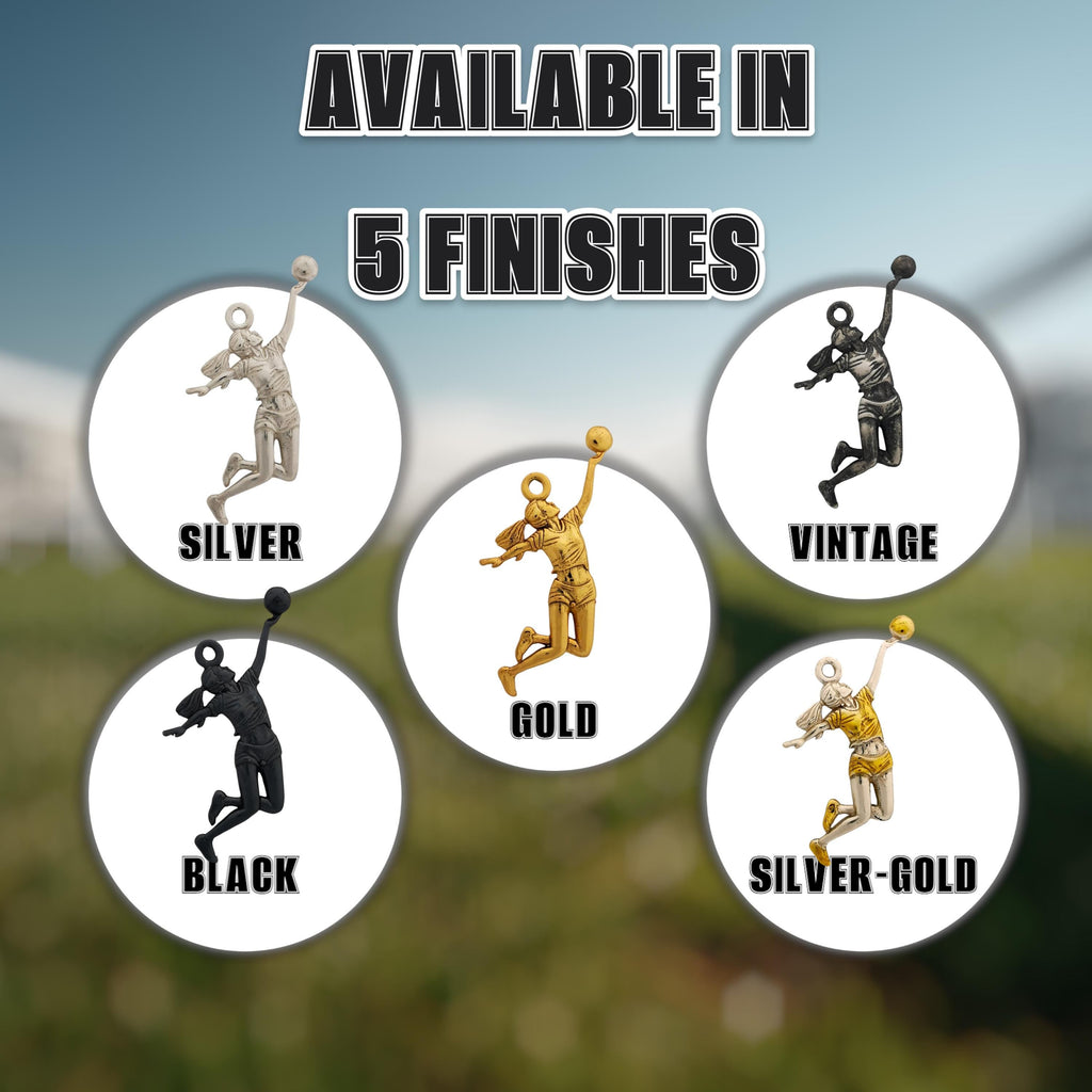 Волейболистка – Женски спортен медальон от сребро 925 с оксидирано покритие – Ръчно изработено бижу/талисман – Идеален подарък – SSJ