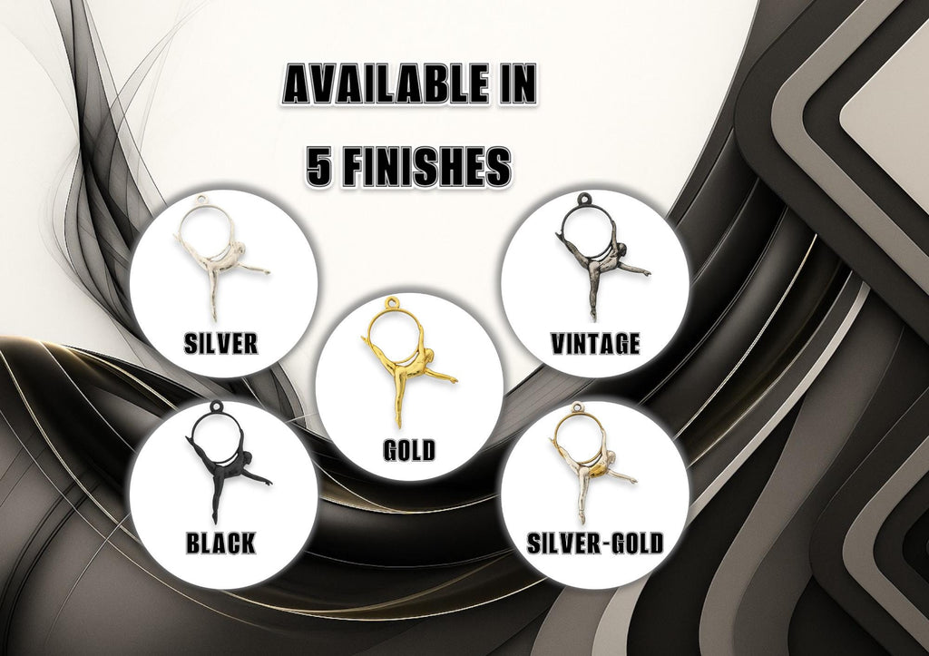 Въздушна акробатика – Женски спортен медальон от сребро 925 с 18K позлатено покритие – Ръчно изработено бижу талисман за гимнастички и танцьорки – Идеален подарък за спортист, треньор или фен – SSJ