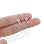 Фигурно пързаляне (Биелманов пирует) – Дамски сребърни обеци в класическо сребро – Ръчно изработени спортни бижута – Идеален подарък за жена, фенка на фигурното пързаляне – SSJ