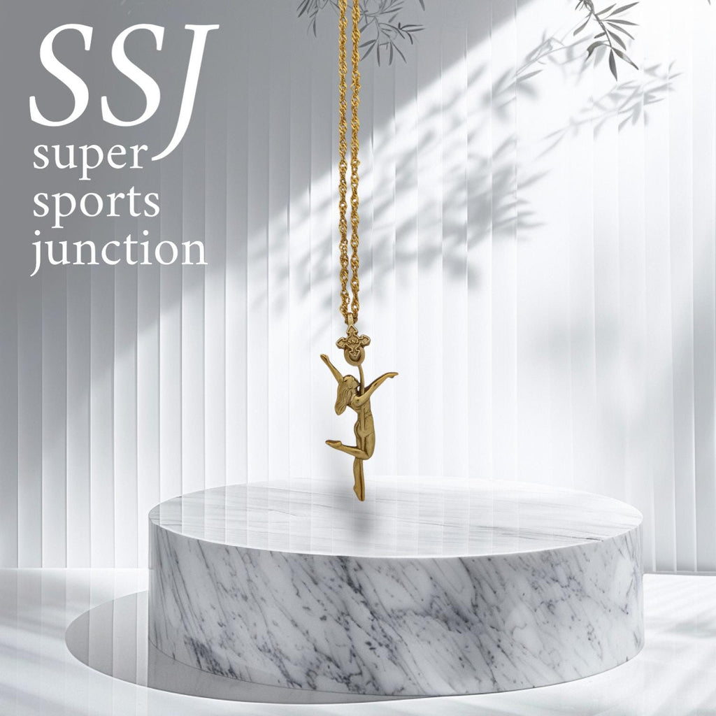 Pole Dance (Танци на пилон) – Дамски спортен медальон от сребро 925 с позлатено покритие – Ръчно изработено спортно бижу – Идеален подарък за жена, фенка на гимнастиката – SSJ