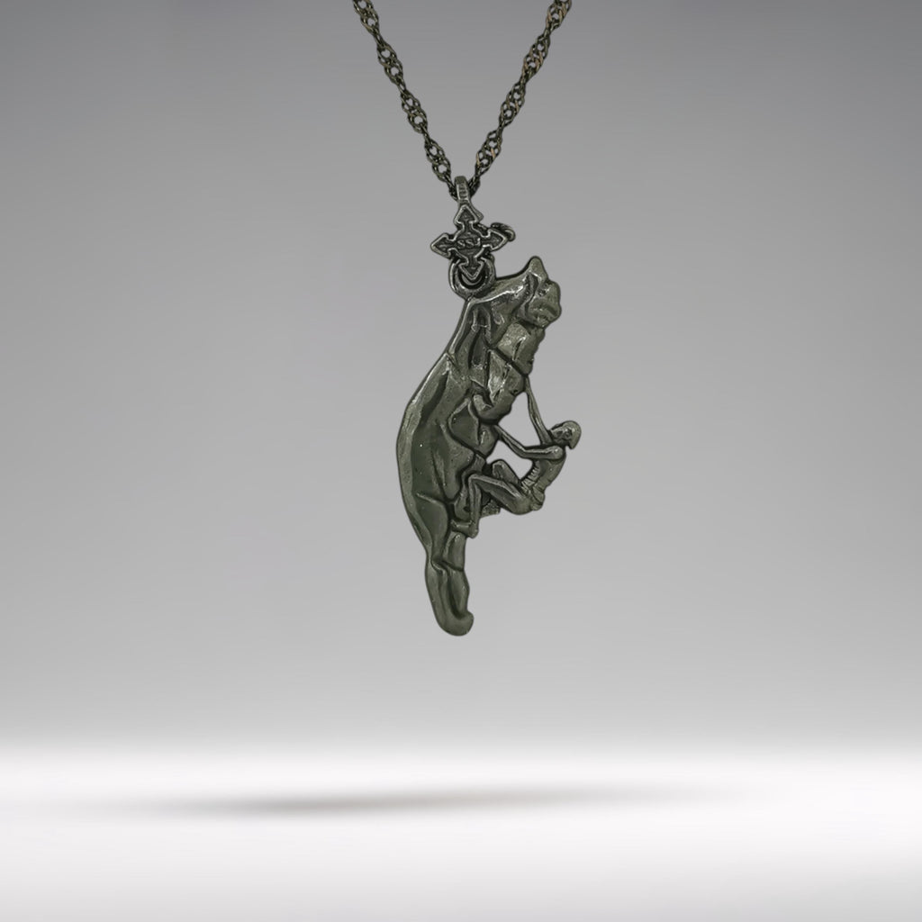 Black oxidized rock climbing necklace made from solid 925 sterling silver — a dramatic and powerful pendant for men and women who embrace the wild, the vertical, and the unknown.

With its rugged matte finish and detailed climber figure in mid-ascent, this piece symbolizes control, focus, and fearless spirit. Perfect for those who live to conquer peaks, explore limits, and move with intention.