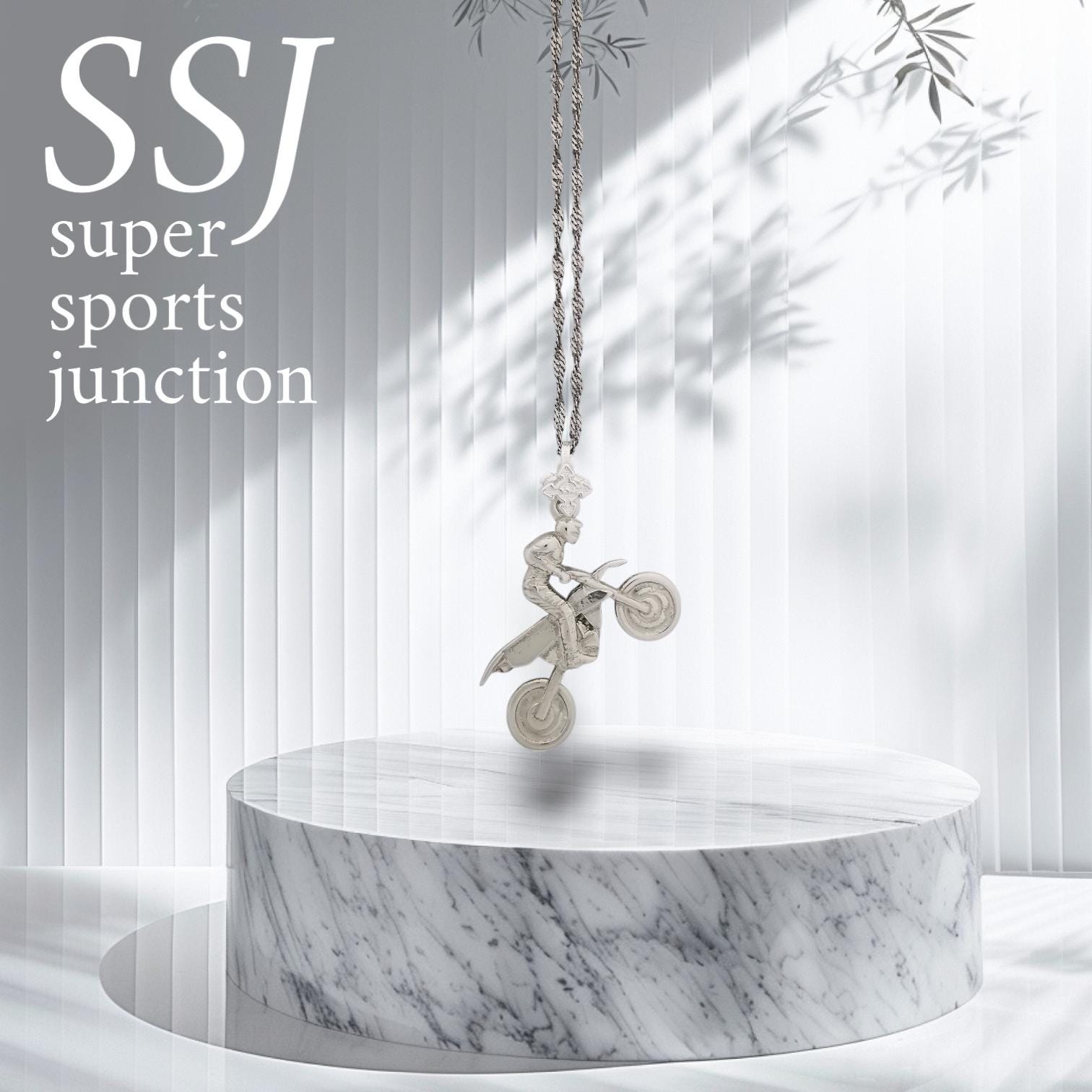 Мотокрос – Мъжки спортен медальон от сребро 925 в класическо сребро – Ръчно изработено спортно бижу – Идеален подарък за мъж, фен на мотокроса – SSJ