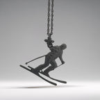 Скиор – Унисекс спортен медальон от сребро 925 с оксидирано покритие – Ръчно изработено спортно бижу – Идеален подарък за фен на зимните спортове – SSJ