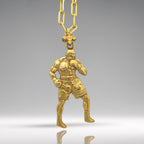 Боксьор – Мъжки спортен медальон за бойци, боксьори и MMA атлети от сребро 925 с позлатено покритие – Ръчно изработено бижу талисман за бойни изкуства – SSJ