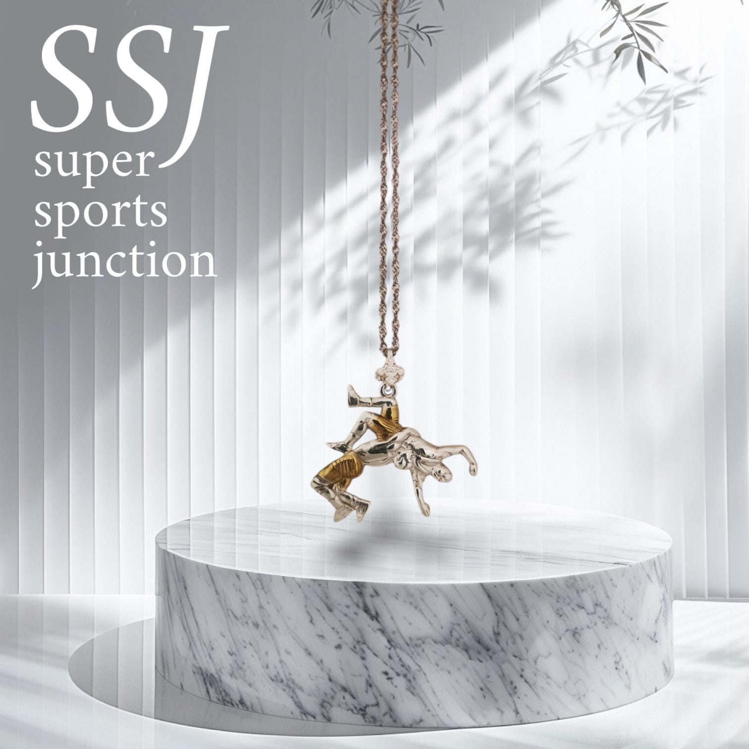 Борба – Мъжки спортен медальон от сребро 925 с частично позлатено покритие – Ръчно изработено бижу талисман за борци, треньори и фенове на бойните изкуства – SSJ