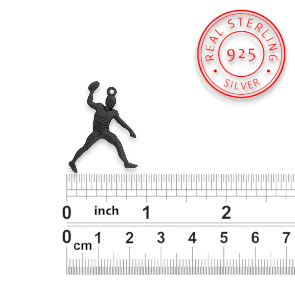 Американски футбол – Мъжки спортен медальон от сребро 925 с оксидирано покритие – Ръчно изработено бижу талисман за спортисти и фенове на футбола – Идеален подарък за играч, треньор или почитател – SSJ