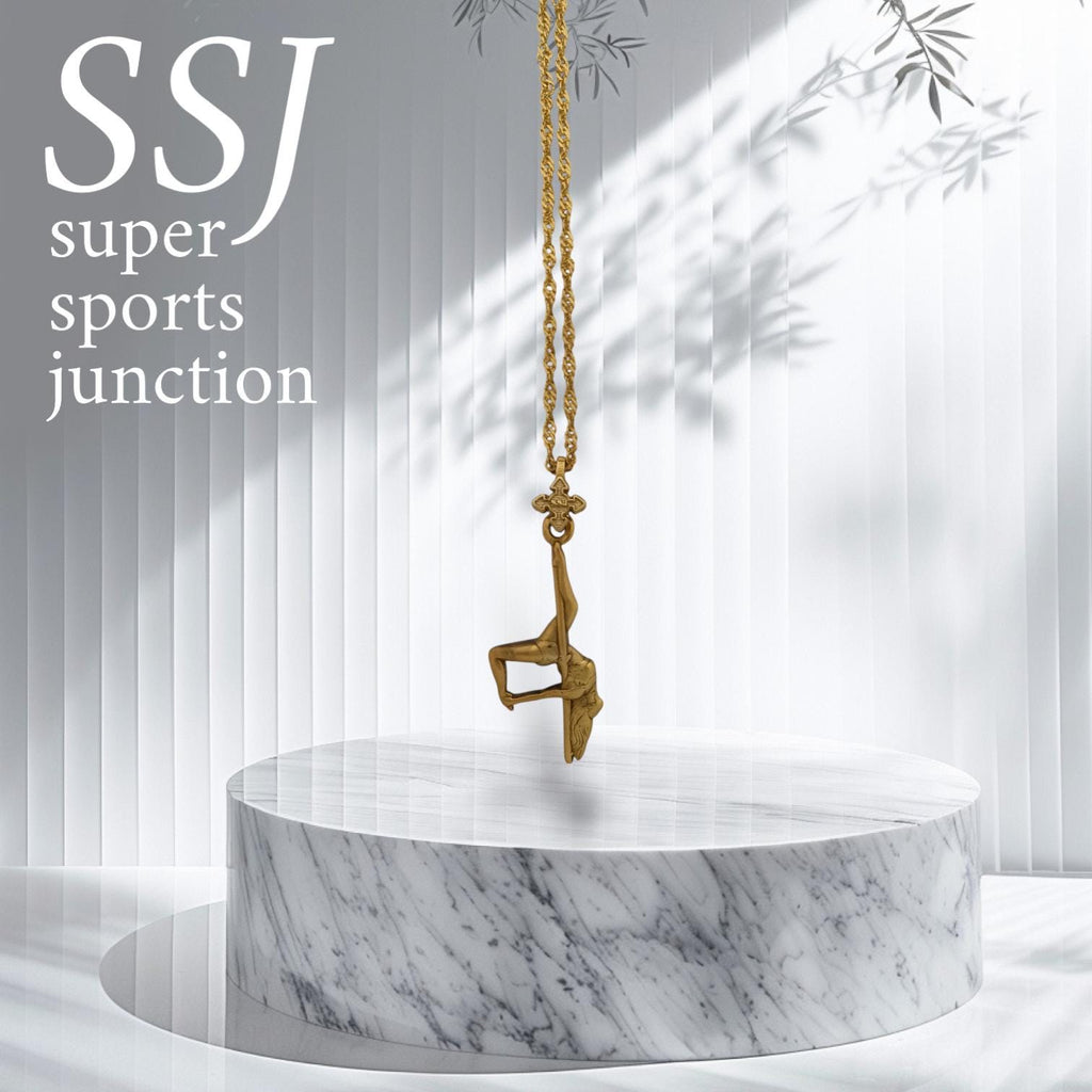 Pole Dance (Танци на пилон) – Дамски спортен медальон от сребро 925 с позлатено покритие – Ръчно изработено спортно бижу – Идеален подарък за жена, фенка на гимнастиката – SSJ