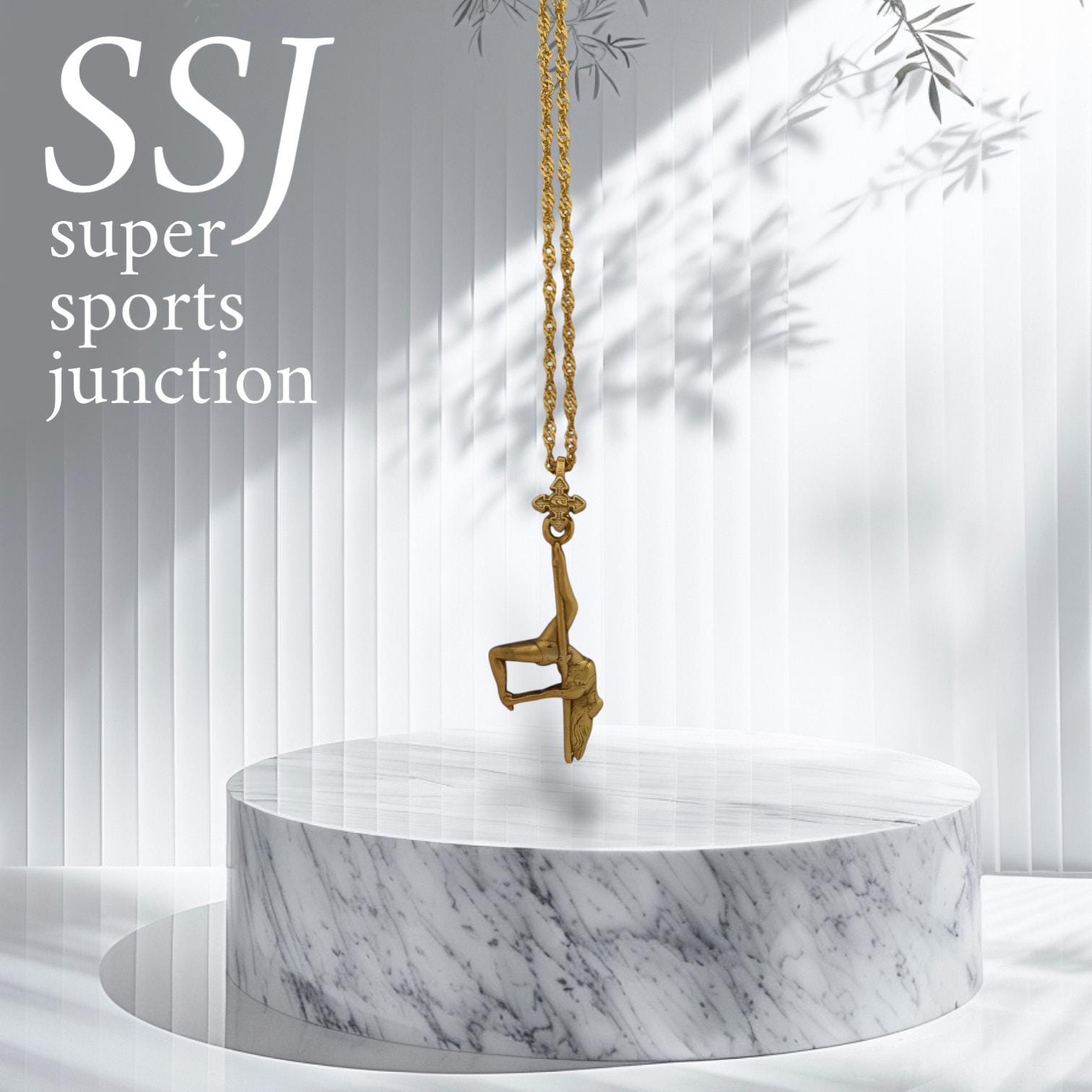 Pole Dance (Танци на пилон) – Дамски спортен медальон от сребро 925 с позлатено покритие – Ръчно изработено спортно бижу – Идеален подарък за жена, фенка на гимнастиката – SSJ