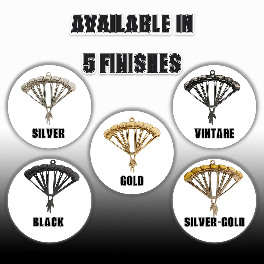 Парашутизъм (Скайдайвинг) – Унисекс спортен медальон от сребро 925 в класическо сребро – Ръчно изработено спортно бижу – Идеален подарък за фен на екстремните спортове – SSJ
