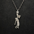 Баскетбол – Мъжки спортен медальон от сребро 925 с класическо полирано покритие – Ръчно изработено бижу талисман за баскетболисти и фенове – Идеален подарък за спортист или треньор – SSJ