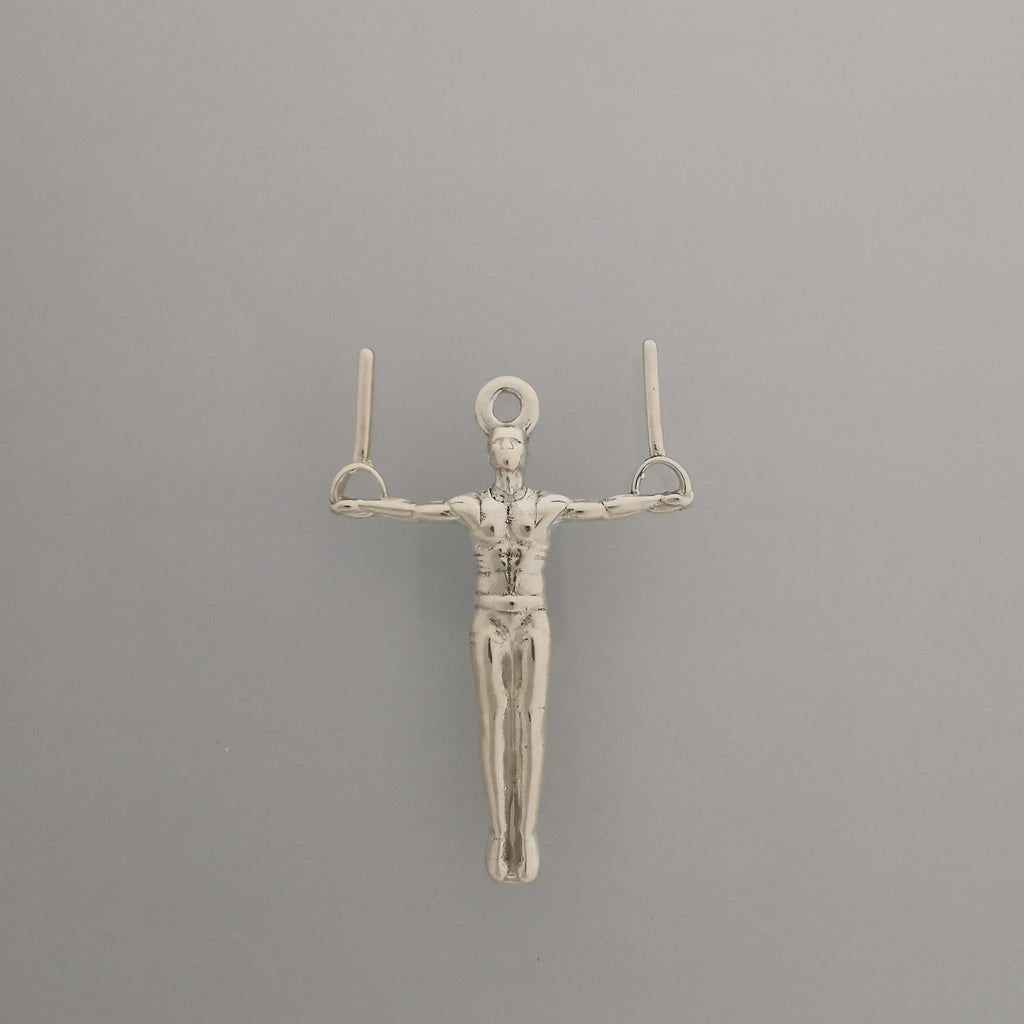 Мъжки спортен медальон от сребро 925 – Талисман за гимнастици и спортисти – Ръчно изработено бижу в класическо полирано покритие – Идеален подарък за спортист, треньор или фен – SSJ