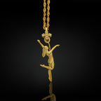 Gold pole dance necklace for women in solid 925 sterling silver with a polished finish — a graceful pendant honoring strength, elegance, and self-expression. Featuring a female dancer in motion, it’s a sleek, empowering gift for performers, athletes, and expressive women.