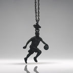 Баскетбол – Мъжки спортен медальон от сребро 925 с оксидирано покритие – Ръчно изработено бижу талисман за баскетболисти и фенове – Идеален подарък за спортист, треньор или почитател – SSJ