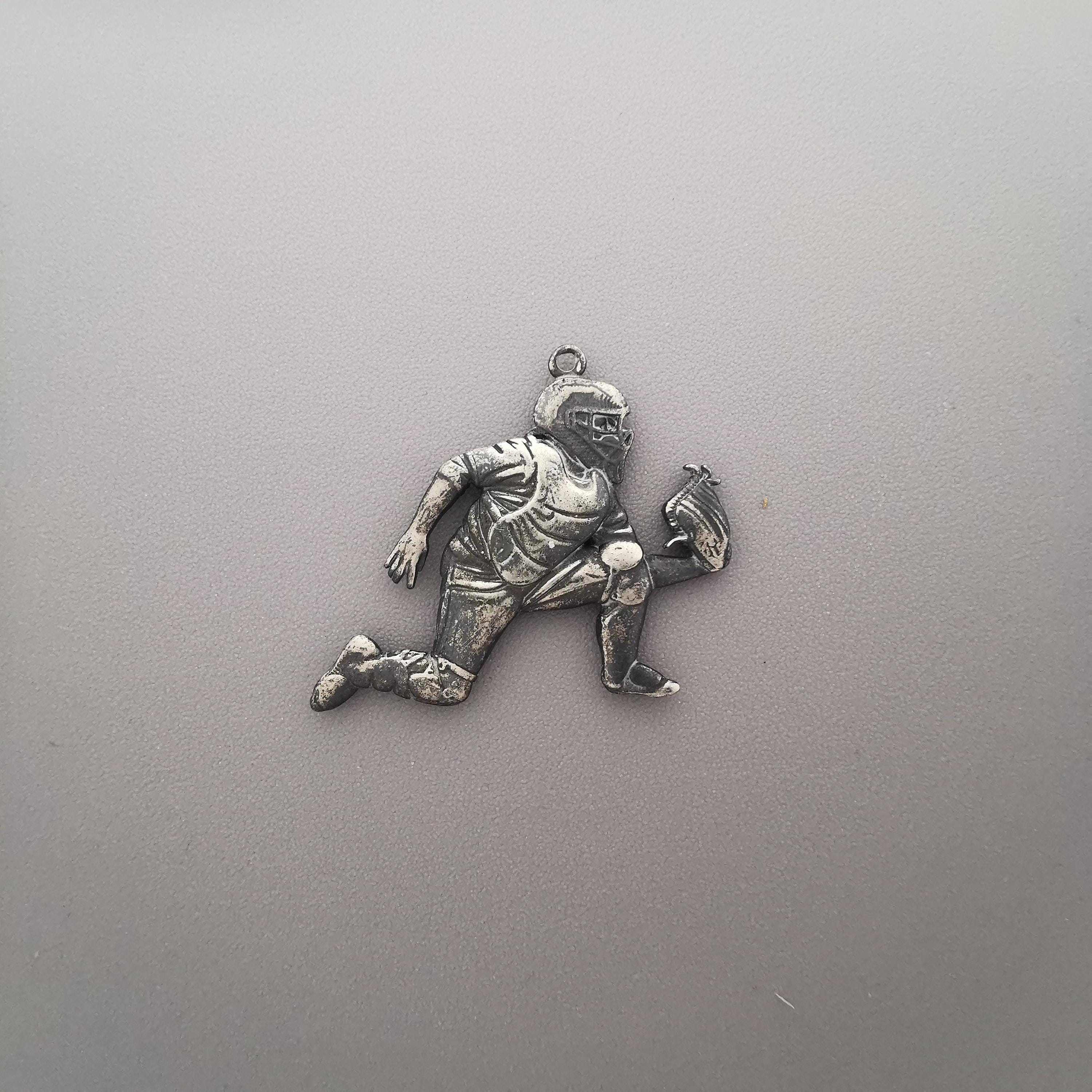 Бейзбол – Мъжки спортен медальон за бейзболист от сребро 925 с винтидж покритие – Ръчно изработено бижу талисман – Идеален подарък за спортисти, треньори и фенове – SSJ
