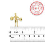 Вдигане на тежести – Мъжки спортен медальон от сребро 925 с позлатено покритие – Ръчно изработено спортно бижу – Идеален подарък за мъж, фен на силовите спортове – SSJ