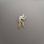 Боксьор – Мъжки спортен медальон за бойци, боксьори и MMA атлети от сребро 925 с частично позлатено покритие – Ръчно изработено бижу талисман за бойни изкуства – SSJ