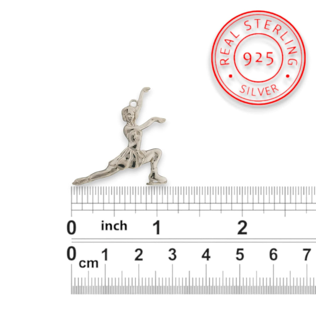 Фигурно пързаляне – Дамски спортен медальон от сребро 925 в класическо сребро – Ръчно изработено спортно бижу – Идеален подарък за жена, фенка на фигурното пързаляне – SSJ