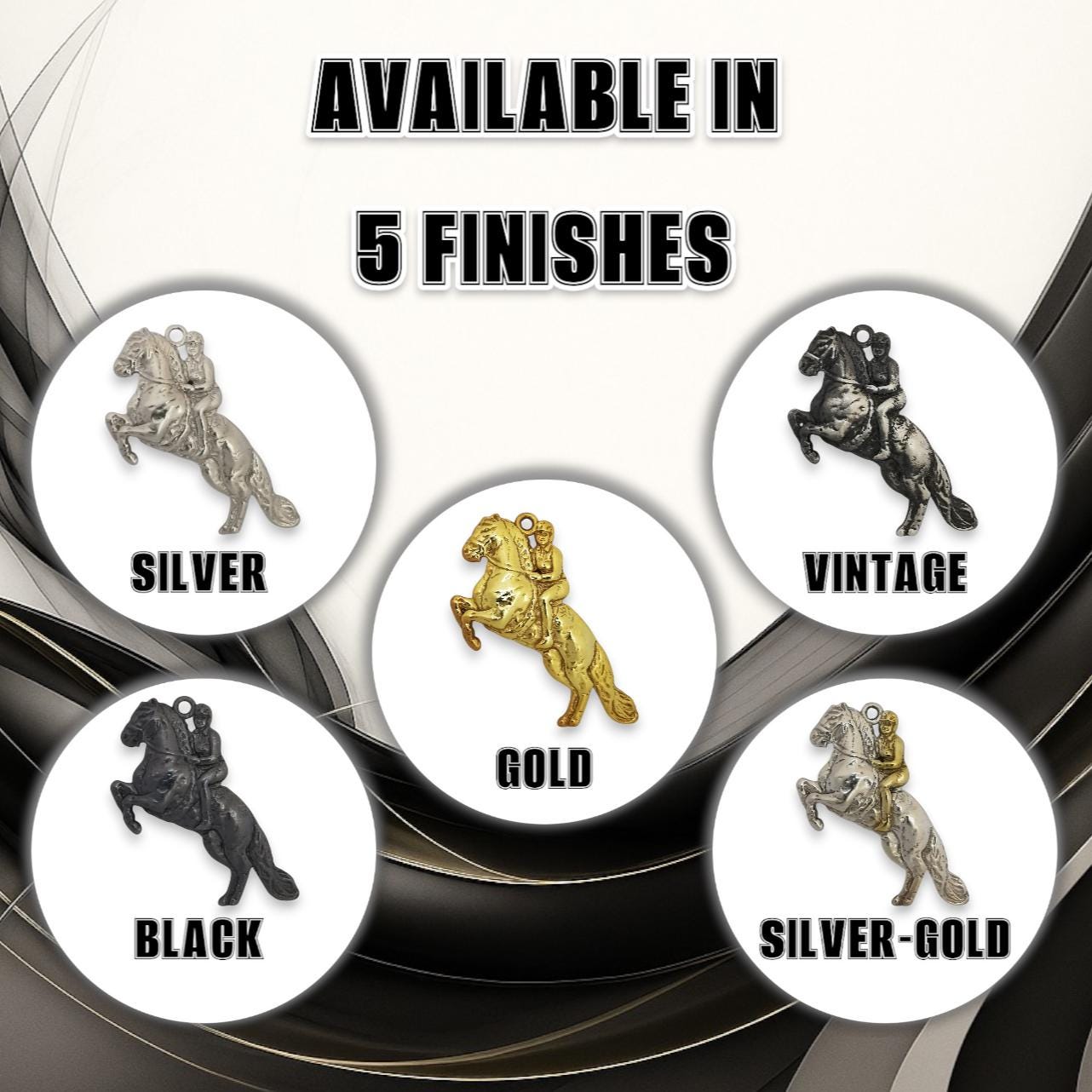 Конен спорт – Мъжки медальон „Ездач при прескачане на препятствие“ – Оксидирано сребро 925 – Ръчно изработено спортно бижу/талисман за конен спорт – Идеален подарък за мъж – SSJ