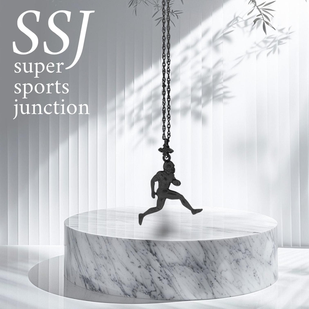 Американски футбол – Мъжки спортен медальон от сребро 925 с оксидирано покритие – Ръчно изработено бижу талисман за спортисти и фенове – Идеален подарък за играч, треньор или почитател – SSJ