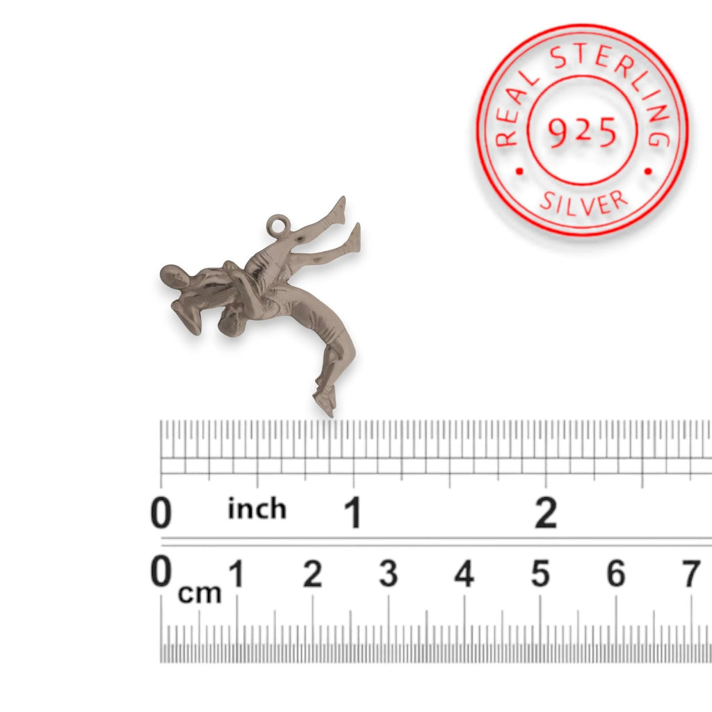 Борба – Мъжки спортен медальон за борба от сребро 925 – Ръчно изработено бижу талисман за спортисти, треньори и фенове на бойните изкуства – SSJ