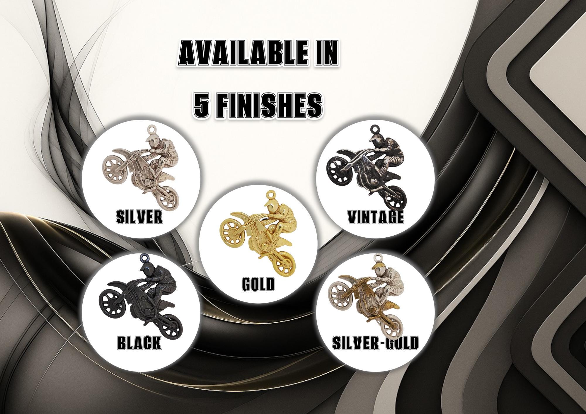 Мотокрос скок – Мъжки спортен медальон от сребро 925 с позлатено покритие – Ръчно изработено спортно бижу – Идеален подарък за мъж, фен на мотокроса – SSJ