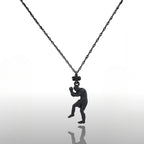 Боксьор – Мъжки спортен медальон за бойци, боксьори и MMA атлети от сребро 925 с оксидирано покритие – Ръчно изработено бижу талисман за бойни изкуства – SSJ