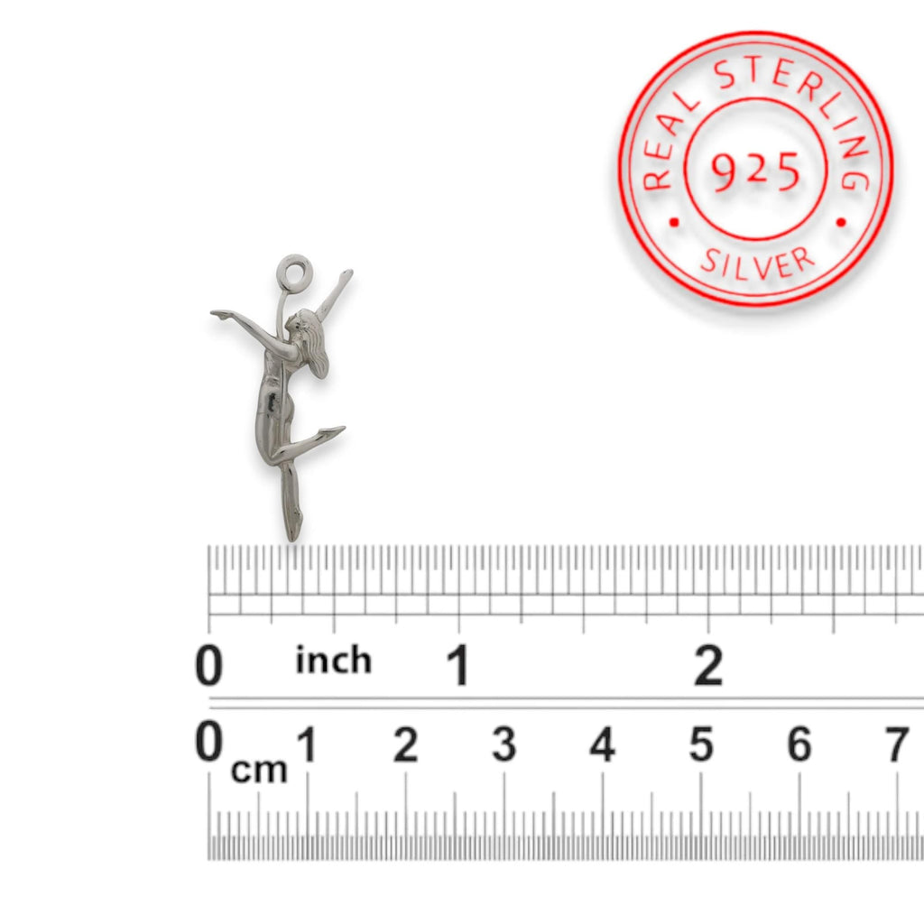 Pole Dance (Танци на пилон) – Дамски спортен медальон от сребро 925 в класическо сребро – Ръчно изработено спортно бижу – Идеален подарък за жена, фенка на гимнастиката – SSJ