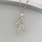 Гмуркач – Мъжки медальон Водолаз от сребро 925 с частично позлатено покритие – Ръчно изработено бижу Дайвинг за мъже с любов към морето – SSJ