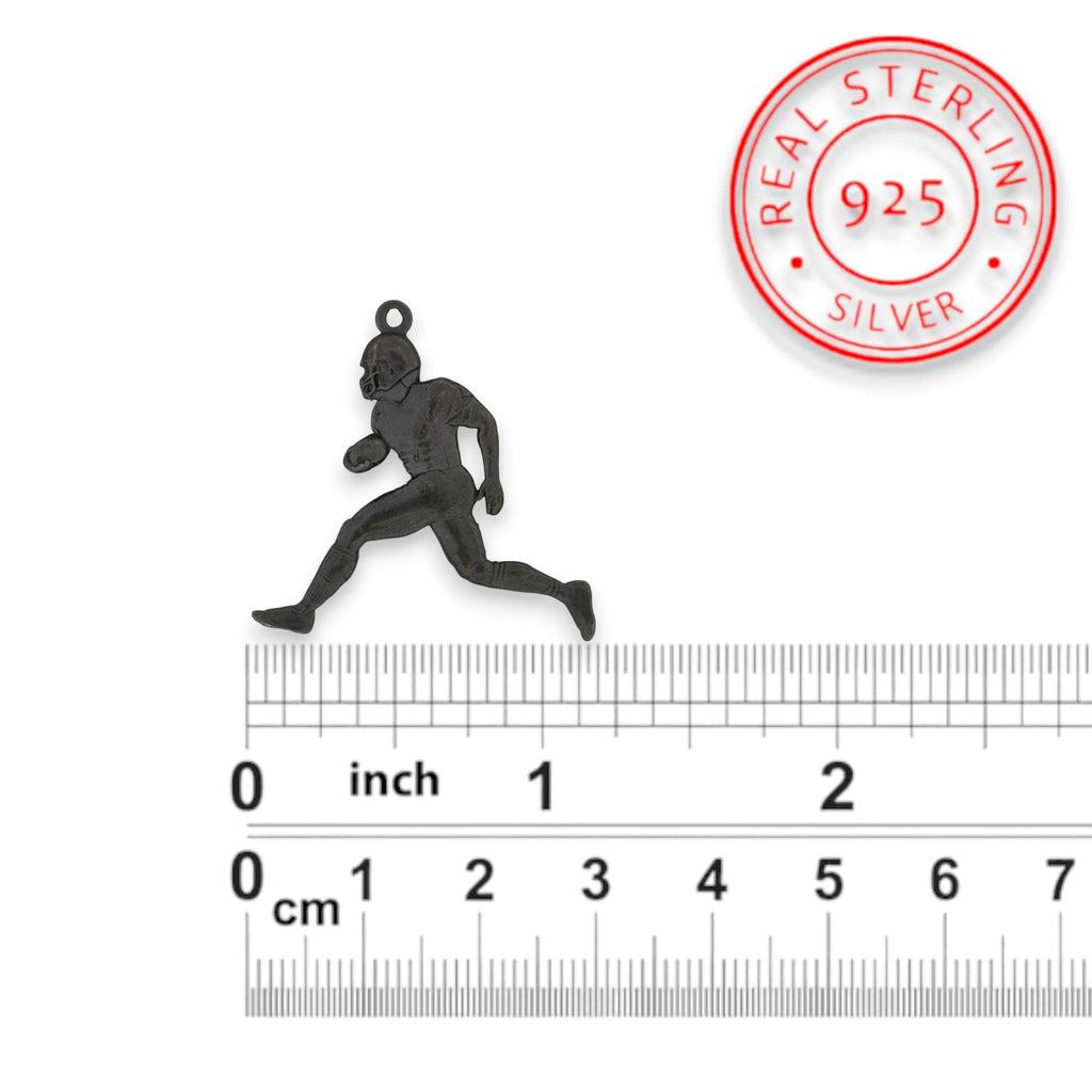Американски футбол – Мъжки спортен медальон от сребро 925 с оксидирано покритие – Ръчно изработено бижу талисман за спортисти и фенове – Идеален подарък за играч, треньор или почитател – SSJ