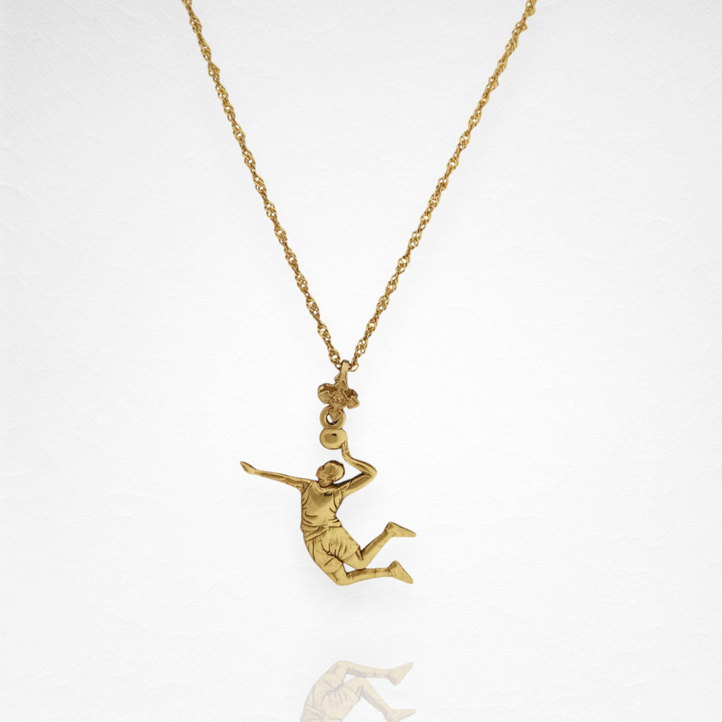 Волейболист – Мъжки спортен медальон с позлатено покритие – Сребро 925 – Ръчно изработено бижу/талисман – Идеален подарък – SSJ