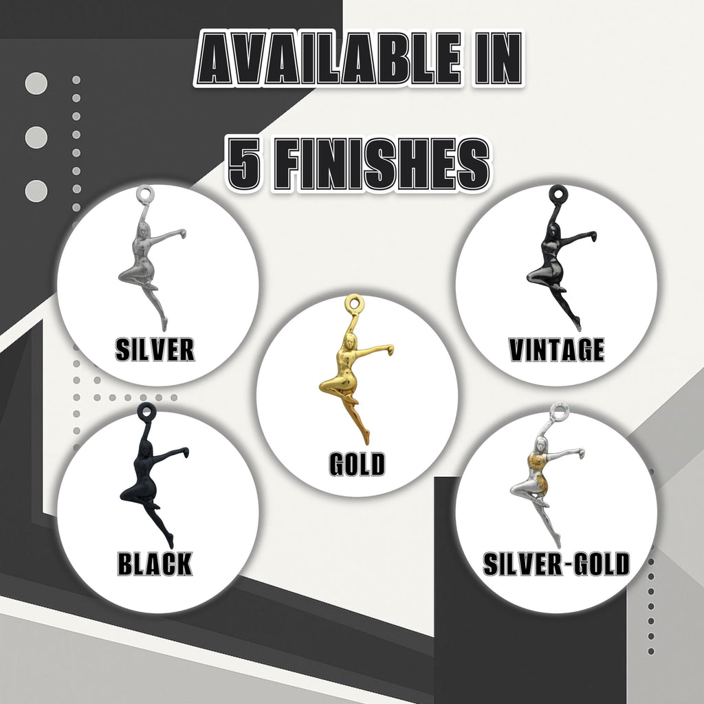 анцьорка – Дамски спортен медальон с оксидирано покритие – Сребро 925 – Ръчно изработено спортно бижу – Идеален подарък за жена, фенка на спортните танци – SSJ