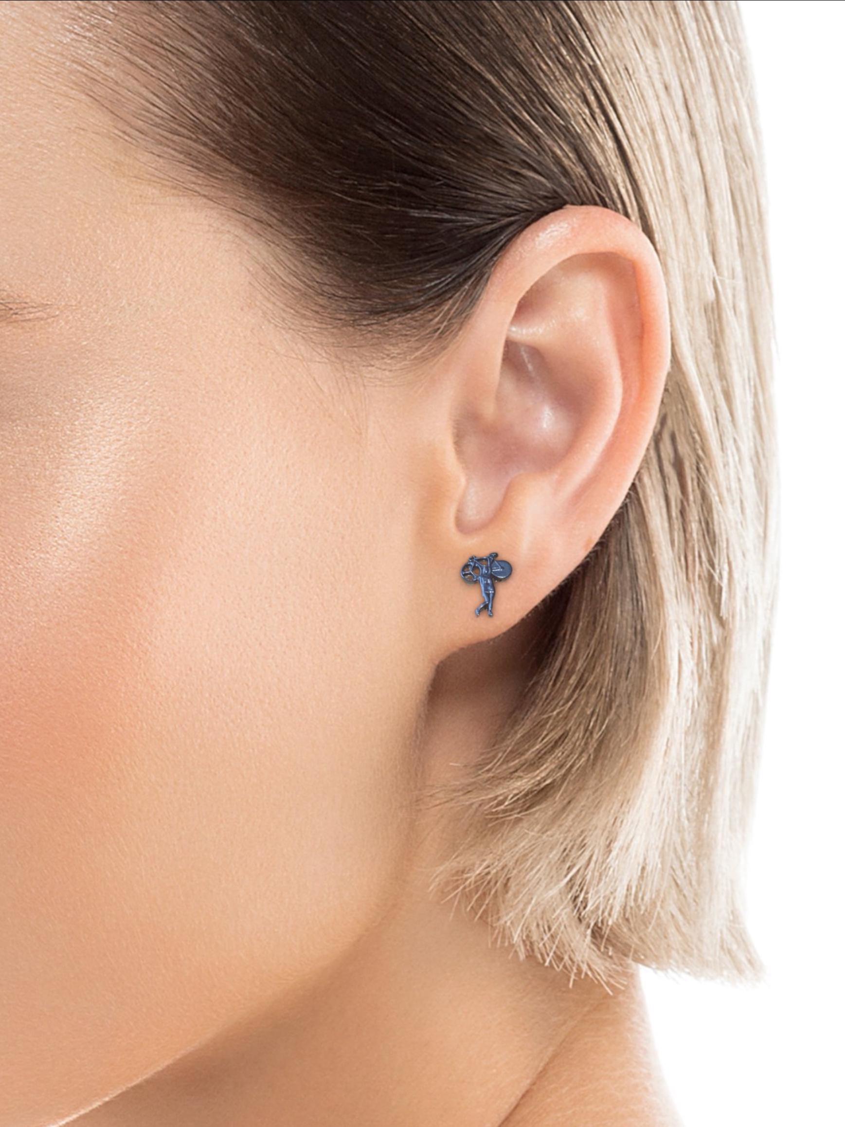 Дамски обеци „Колоездачка“ – Оксидирано сребро 925 – Ръчно изработени спортни бижута – Талисман за велосипедистки – SSJ