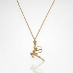 Художествена гимнастика (съчетание с лента) – Дамски спортен медальон от сребро 925 с позлатено покритие – Ръчно изработено спортно бижу – Идеален подарък за жена, фенка на художествената гимнастика – SSJ