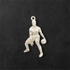 Баскетбол – Мъжки спортен медальон от сребро 925 – Ръчно изработено бижу талисман за баскетболисти и фенове – Идеален подарък за спортист, треньор или почитател – SSJ