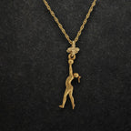 Художествена гимнастика (съчетание с топка) – Дамски спортен медальон от сребро 925 с позлатено покритие – Ръчно изработено спортно бижу – Идеален подарък за жена, фенка на художествената гимнастика – SSJ