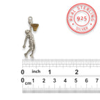 Баскетбол – Мъжки спортен медальон от сребро 925 с частично позлатено покритие – Ръчно изработено бижу талисман за баскетболисти и фенове – Идеален подарък за спортист или треньор – SSJ