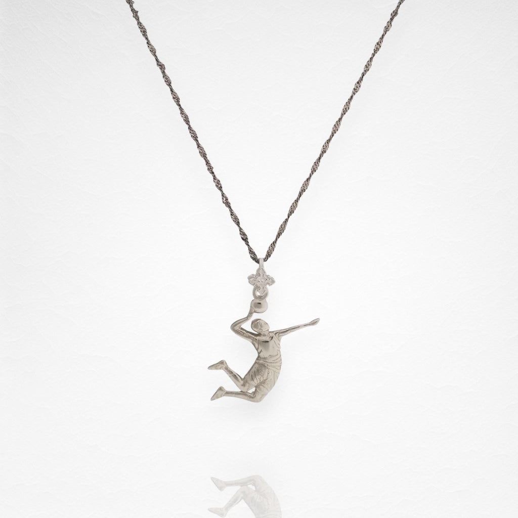 Волейболист – Мъжки спортен медальон от класическо сребро 925 – Ръчно изработено бижу/талисман – Идеален подарък – SSJ